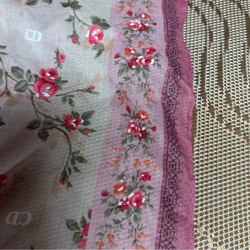 Dior Pink and Cream Floral Scarf - Picture 10 of 11